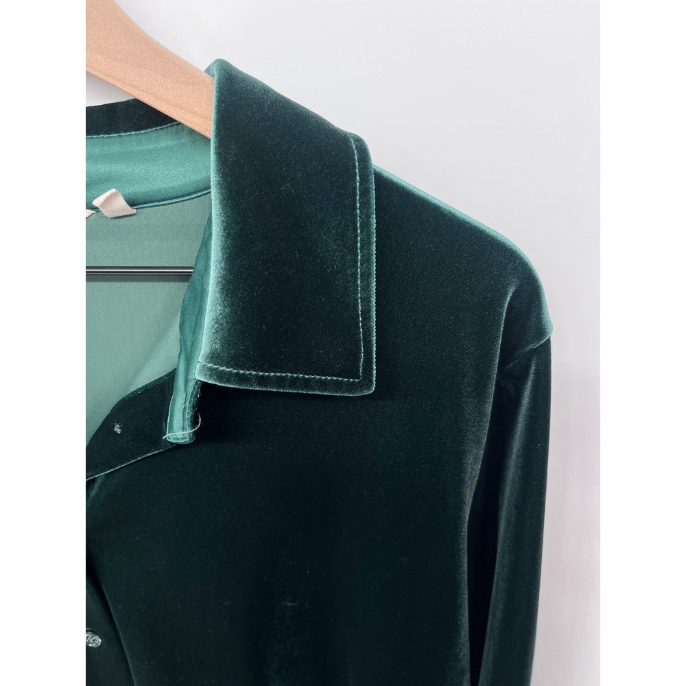 Soft Surroundings Velvet Boyfriend Tunic Womens XL Green Long Sleeve Stretch - Picture 3 of 8